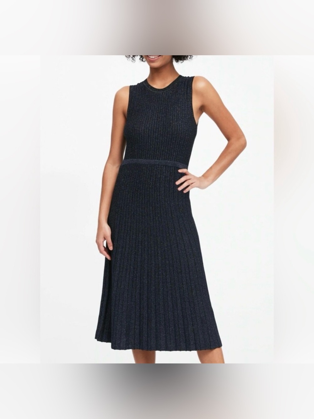 Banana Republic Lustro Metallic Sleeveless Sweater Dress Petite M